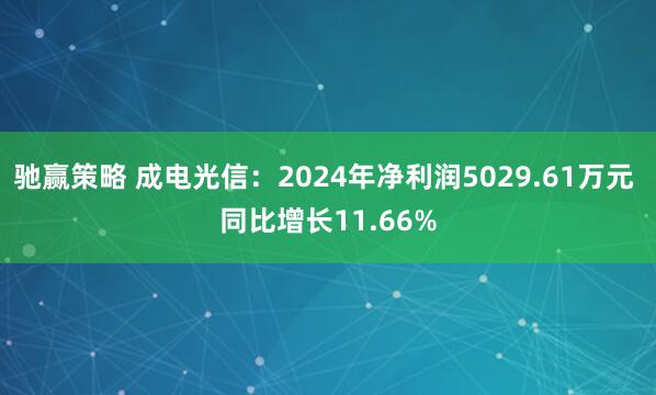 驰赢策略 成电光信：2024年净利润5029.61万元 同比增长11.66%